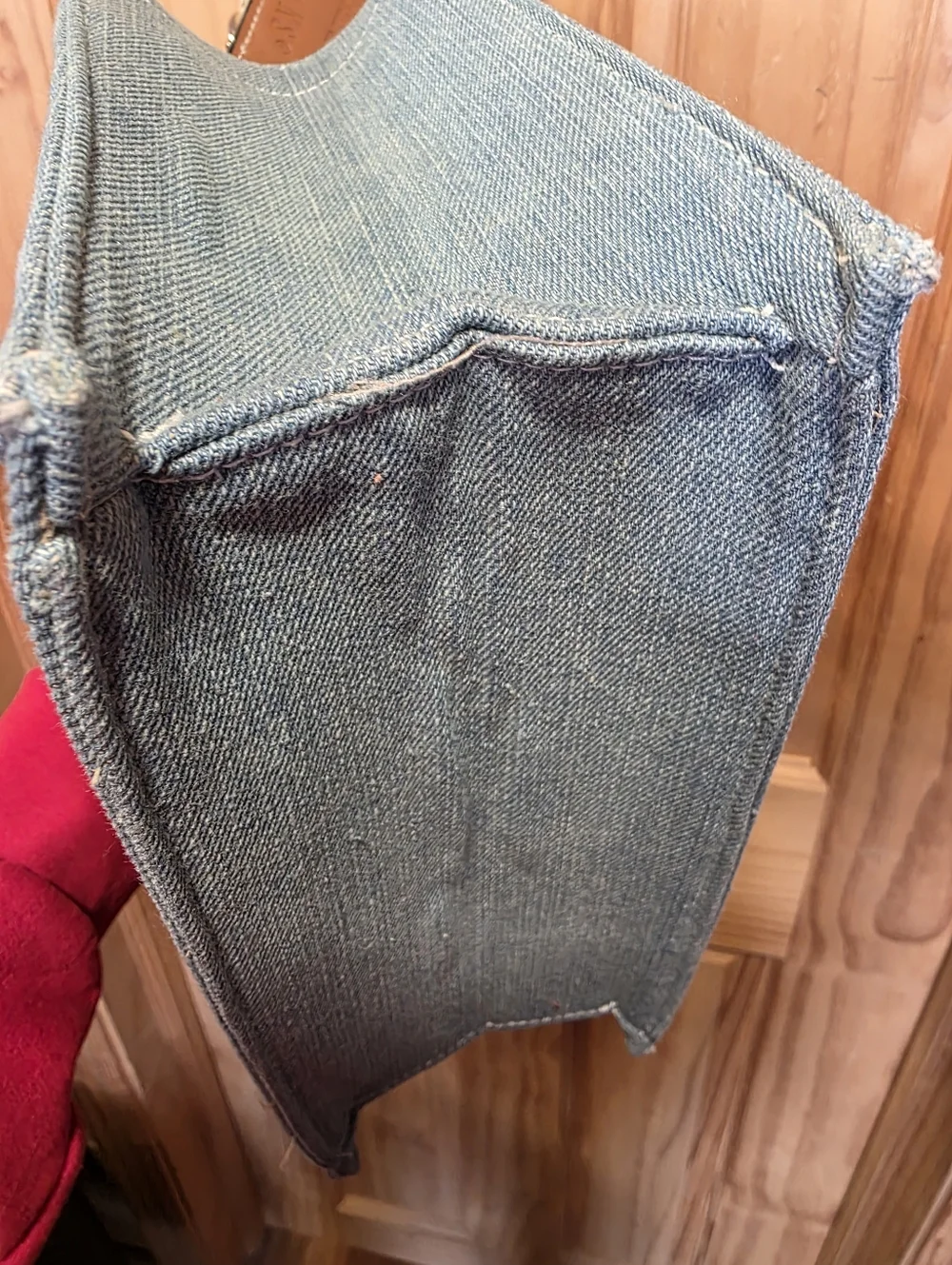 True Religion Denim Messenger Bag in Dark Blue with Brown Trim Brand New